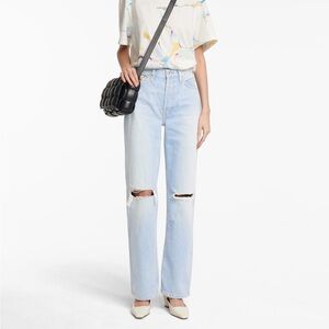 RE/DONE Loose High Rise Straight Jean Light Wash Denim Womens 26